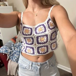 crochet floral tank top